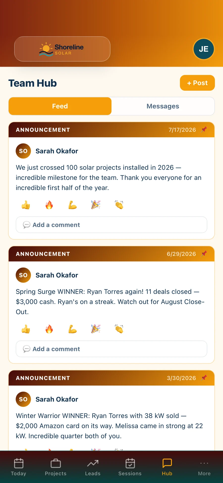 Field Command: Team Hub — Announcements, contest winners and team messages